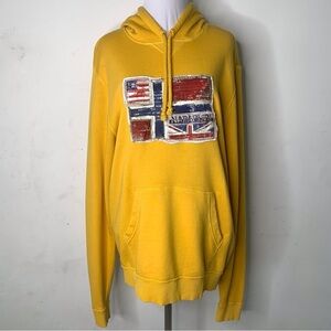 NAPAPIJRI Goegraphic Unisex Yellow Hoodie Sweatshirt Size Small